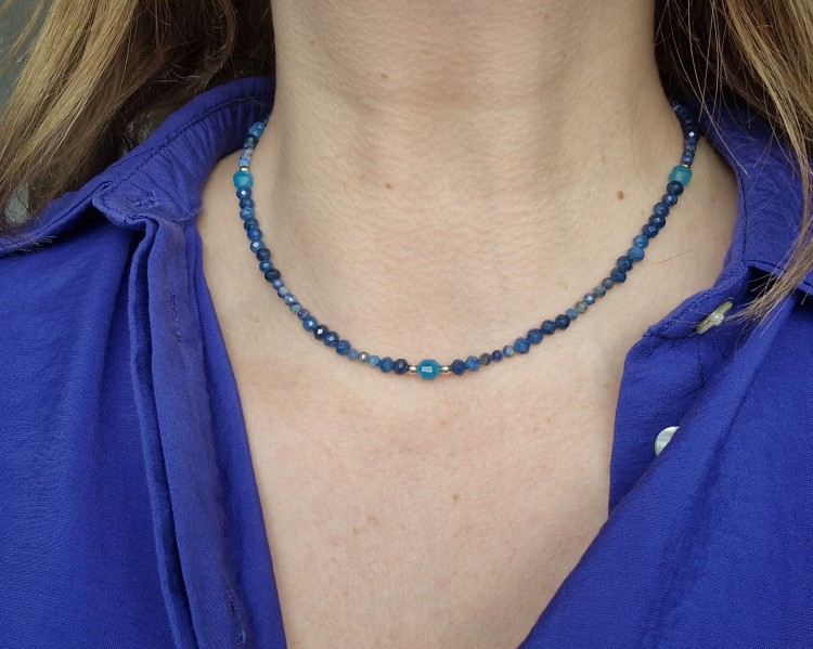 Naszyjnik z apatytu, agatu i lapis lazuli Blue