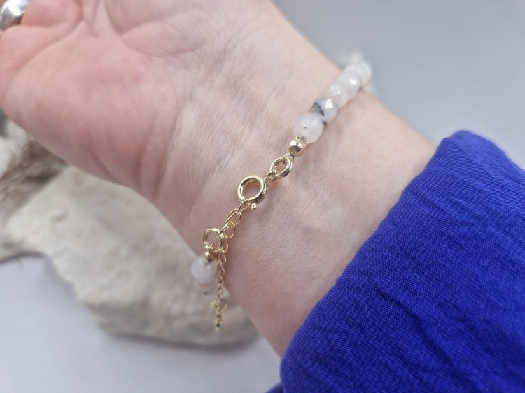 Bransoletka z naturalnego opalu ze złotem gold filled z zapięciem